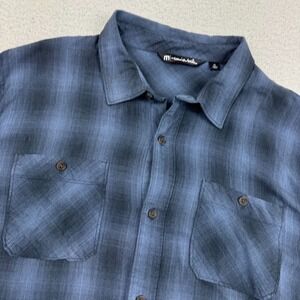 Travis Mathew Shirt Mens XL‎ Blue Black Plaid Long Sleeve Casual Button Up